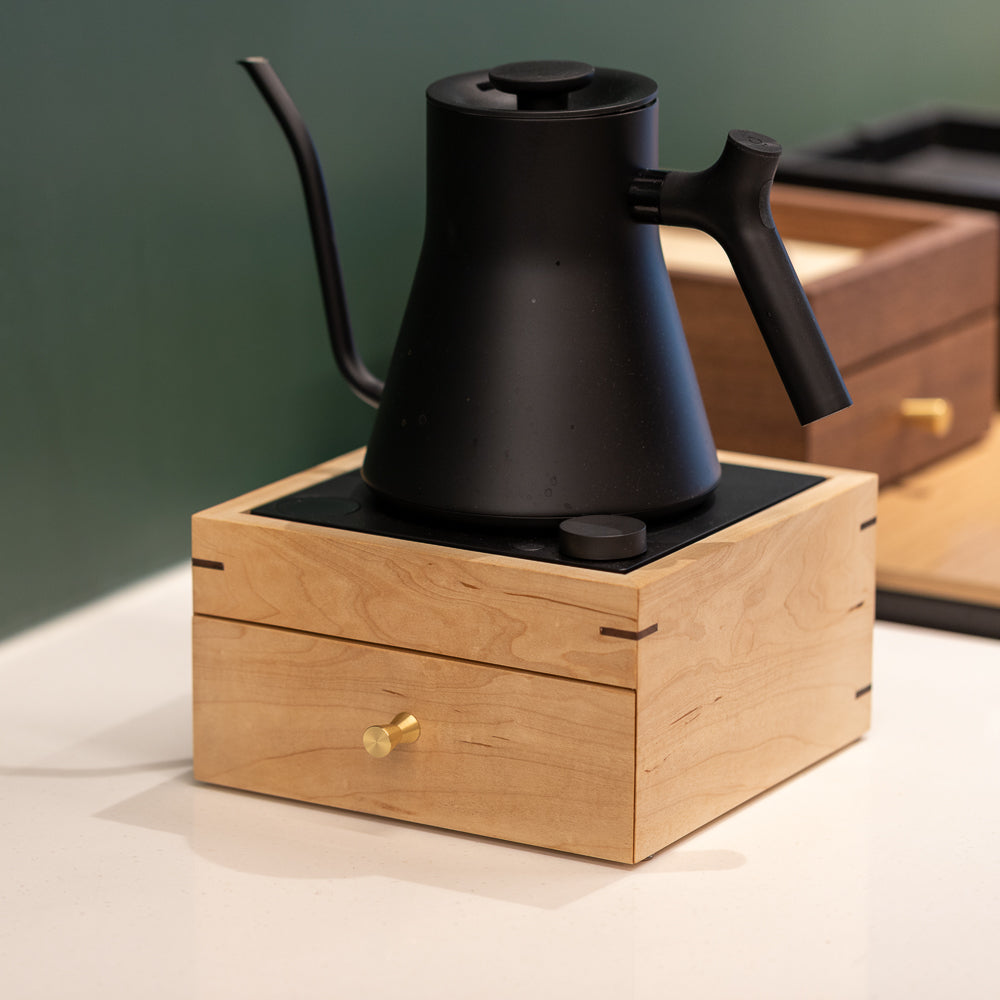 Fellow Stagg EKG and EKG Pro wooden brewing station in hard maple, alternate view